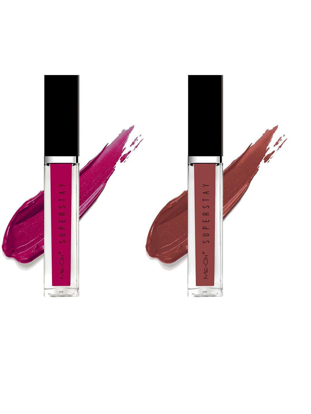 me-on superstay set of 2 glossy lip gloss 12 ml each - fuschia 09 & velvet teddy 18