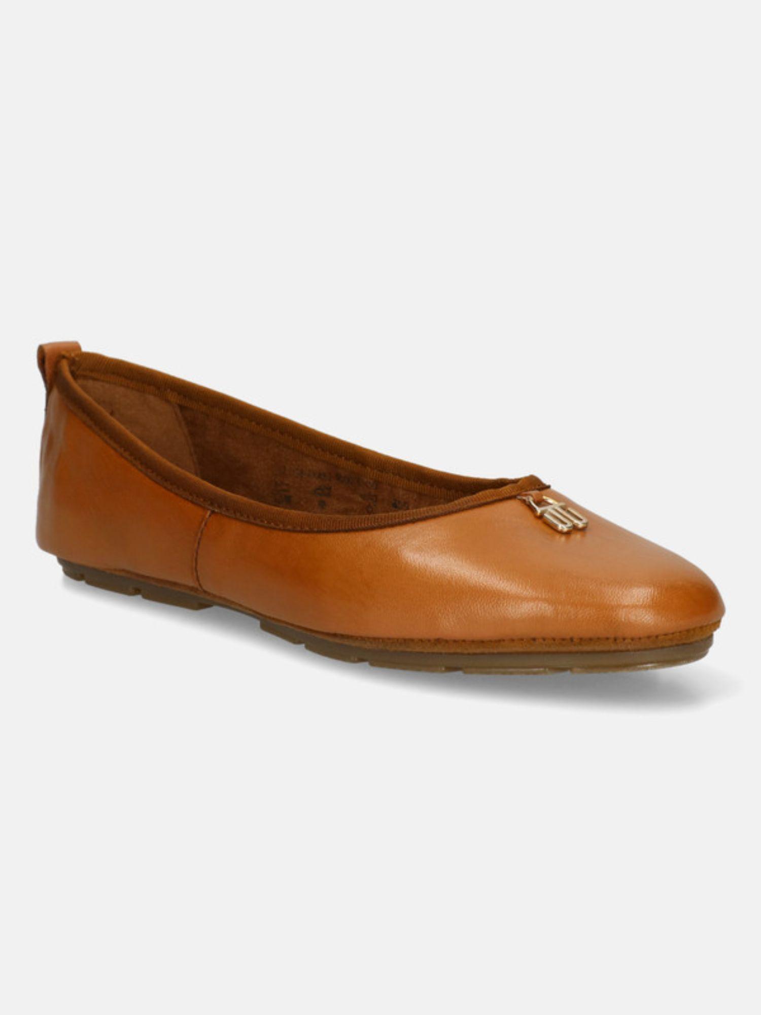 mea brown leather womens ballerinas