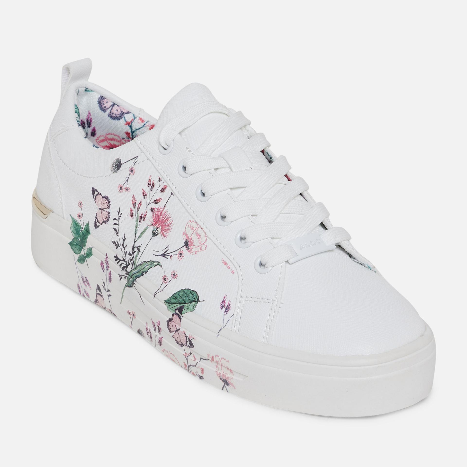 meadow printed white sneakers