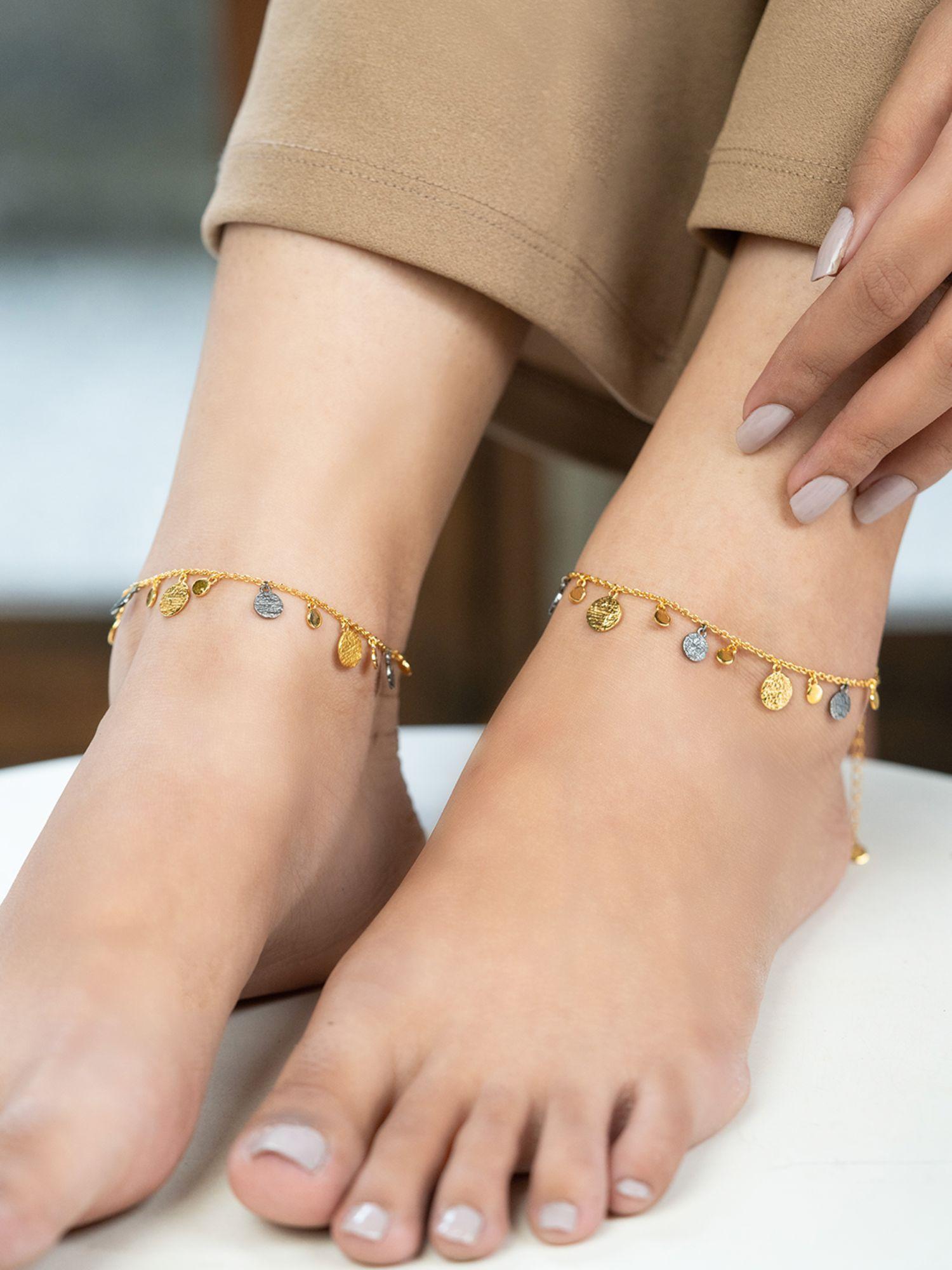 meant to shine confetti anklets in dual plated 925 silver