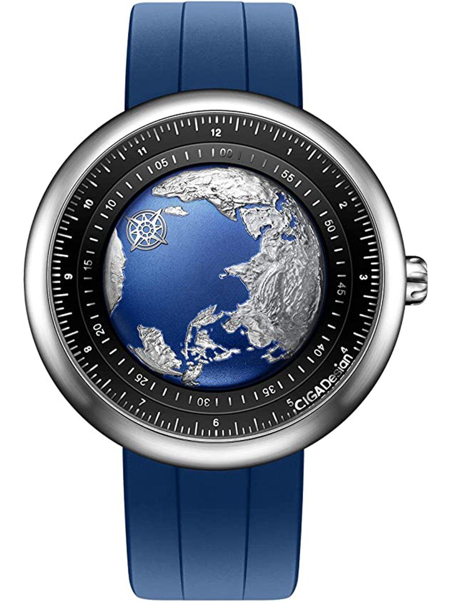 mechanical wristwatch u series skeleton blue planet