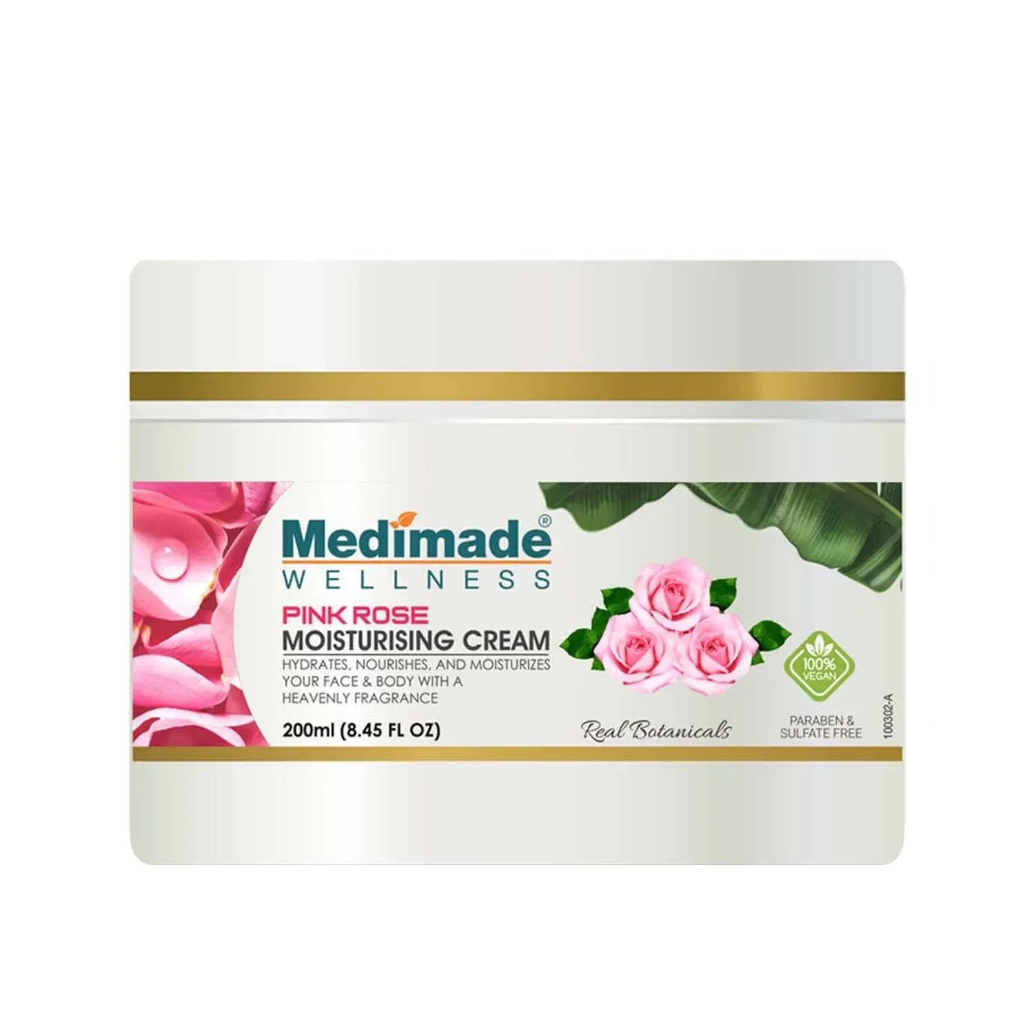 medimade pink rose moisturising cream (200g)