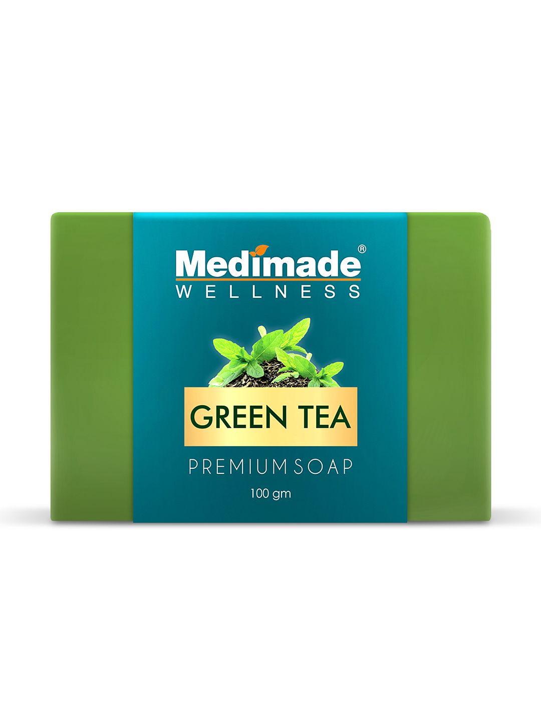 medimade anti bacterial & anti acne green tea bathing soap for gentle exfoliation - 100 g