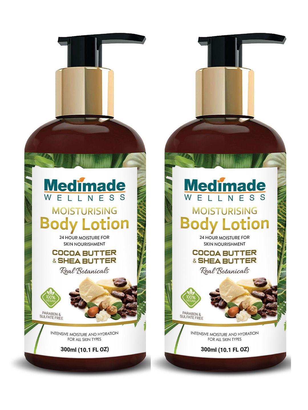 medimade set of 2 coffee brown cocoa butter & shea butter moisturizing body lotion