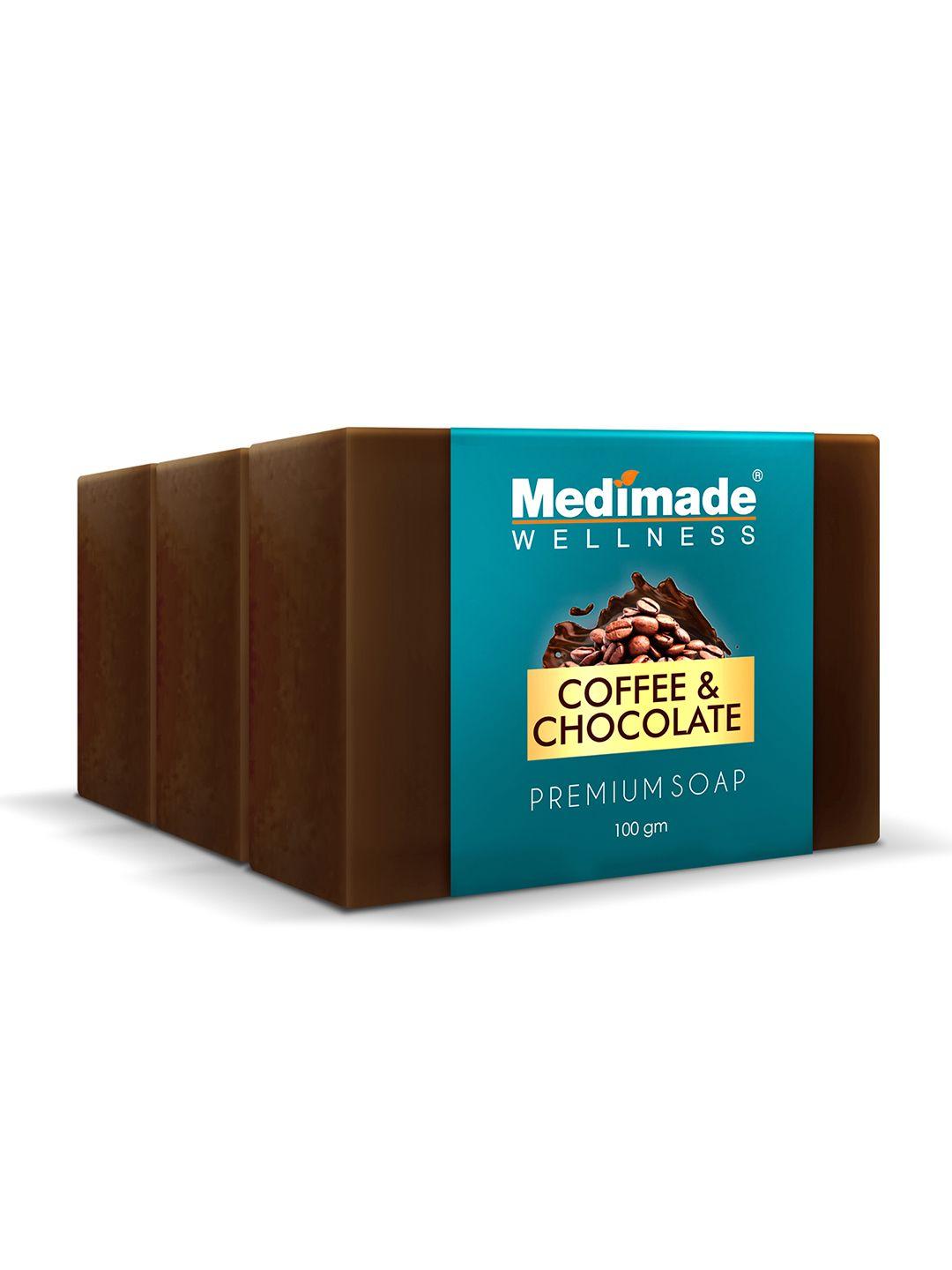 medimade set of 3 coffee arabica & chocolate premium beauty soap - 100 g each