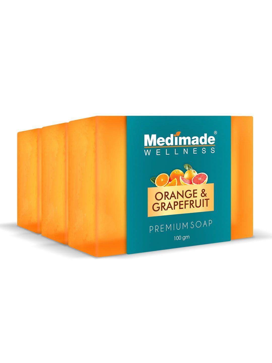 medimade set of 3 orange & grapefruit premium beauty soap for clear complexion - 100g each