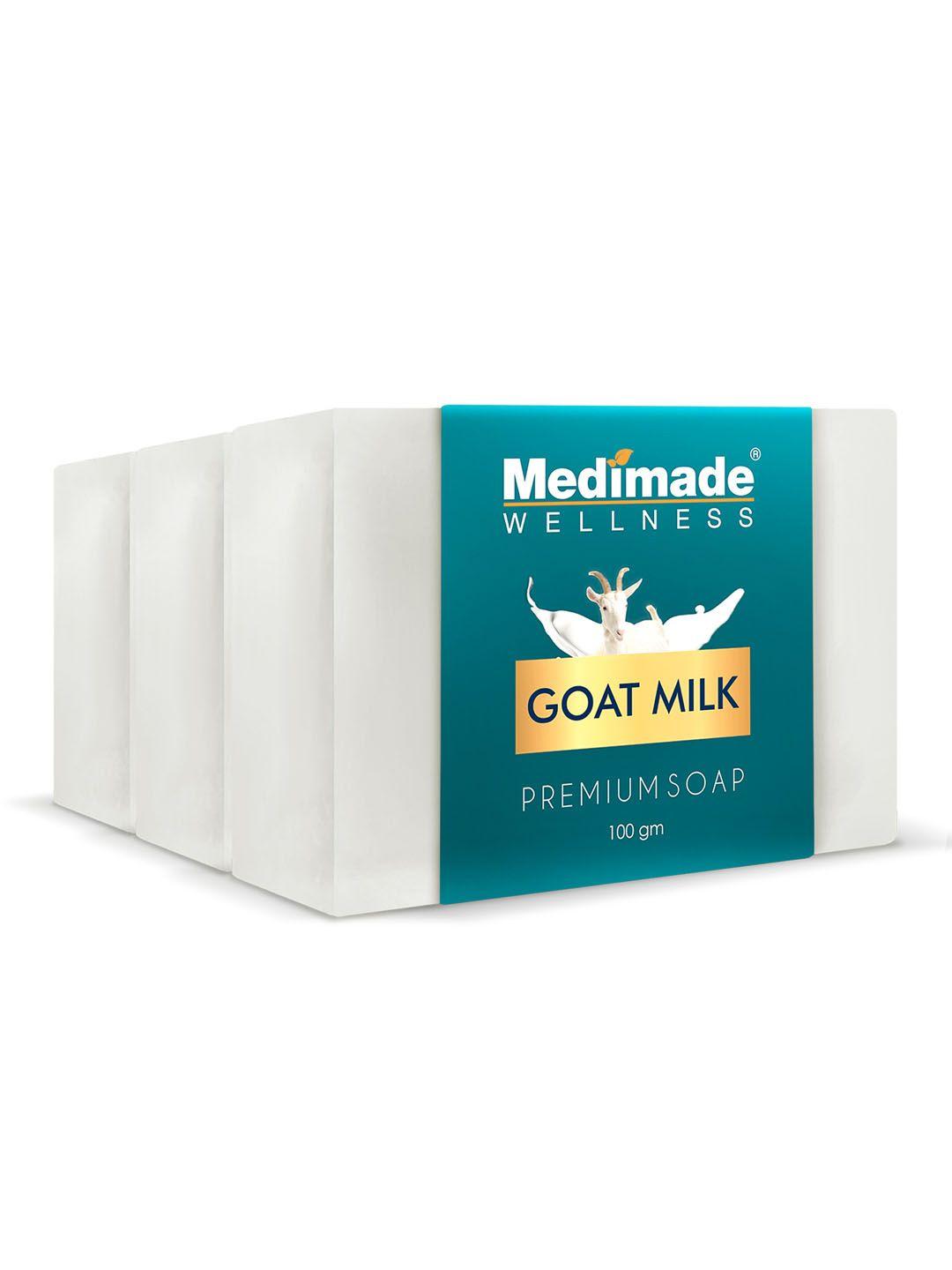 medimade set of 3 unisex goat milk premium beauty soap for deep hydration - 100 g each