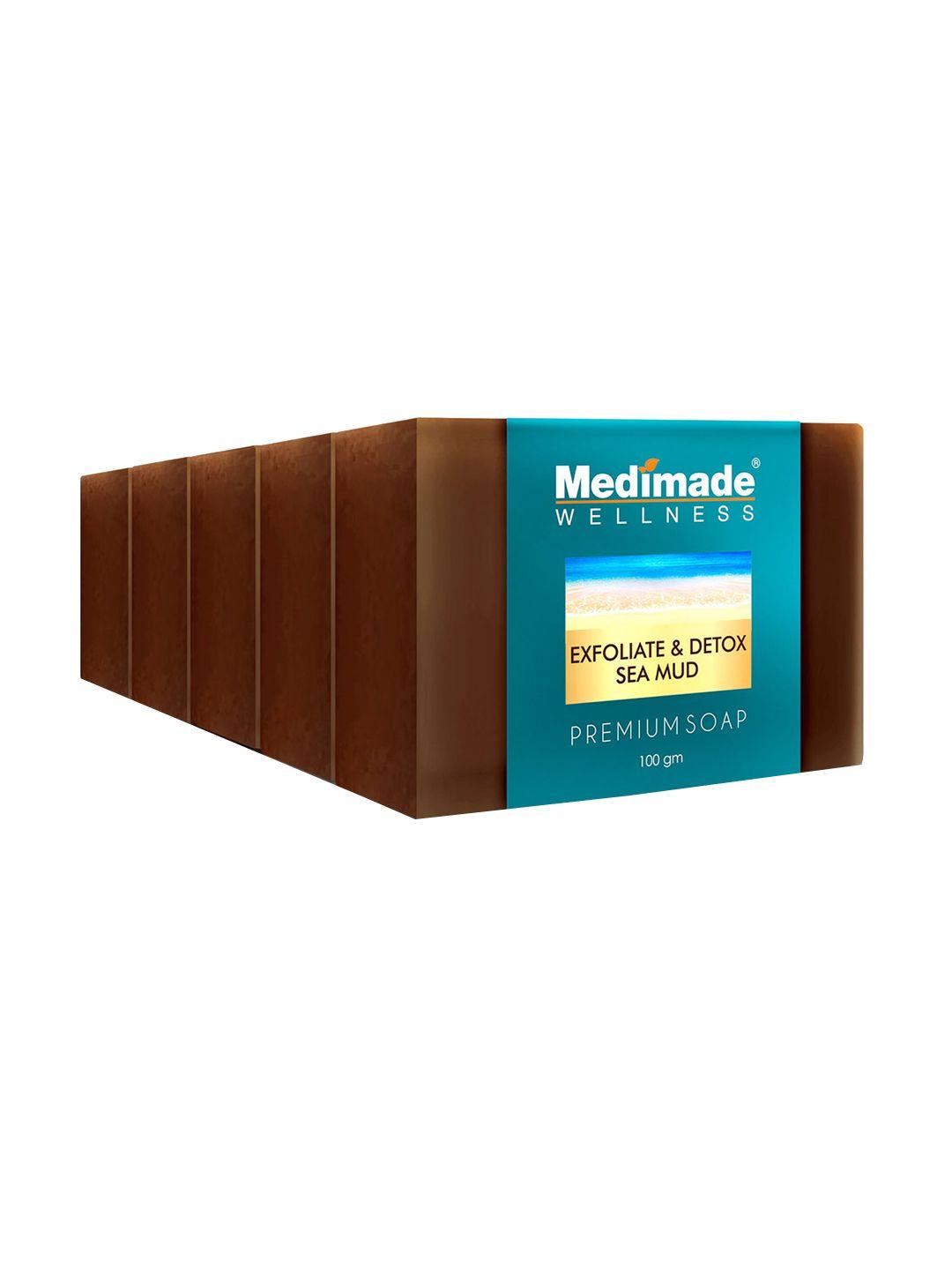 medimade set of 5 exfoliate & detox sea mud premium facial soap - 100 g each