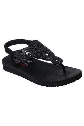 meditation synthetic slipon womens casual sandals - black