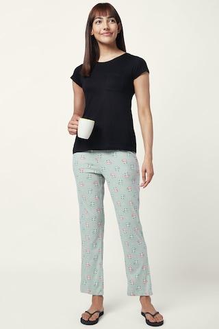 medium blue printed ankle-length sleepwear women comfort fit pyjama