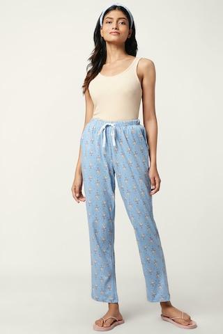 medium blue printed full length sleepwear women comfort fit pyjama