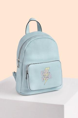 medium blue slogan printeded casual pvc women backpack