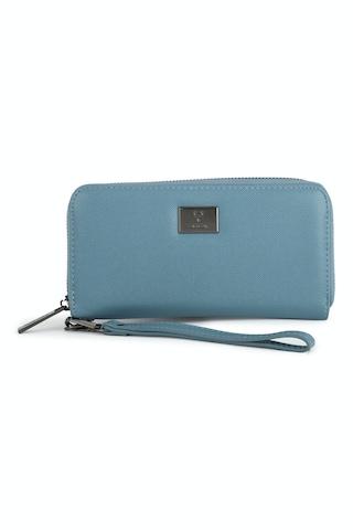 medium blue solid casual polyurethane women wallet