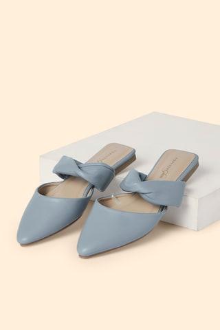 medium blue solid evening women flat shoes