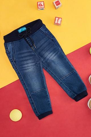 medium blue solid full length  casual baby slim fit  jeans