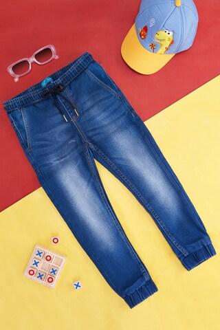 medium blue solid full length  casual boys slim fit jeans