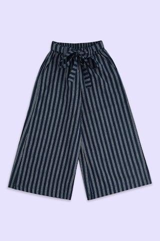medium blue stripe full length casual girls regular fit pants
