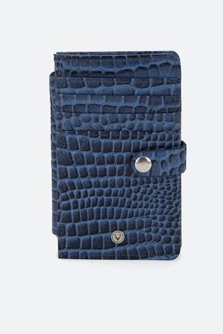 medium blue textured casual leather women wallet