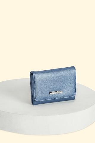 medium blue textured casual semi pu women wallet