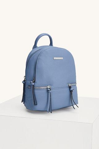 medium blue textured casual semi-pu women backpack