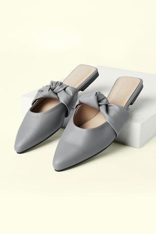 medium grey bow detail casual women flat shoes
