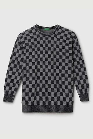 medium grey check cotton round neck boys regular fit sweaters