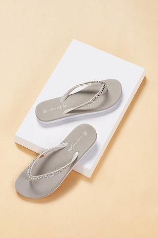 medium grey embellished casual women flip flops