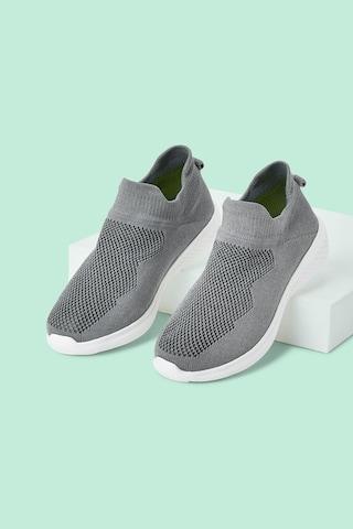 medium grey knitted upper casual women sport shoes