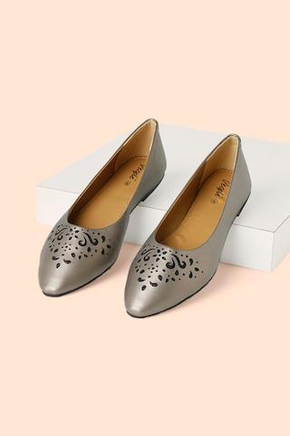 medium grey laser cut casual women flat shoes