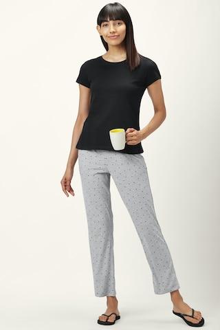 medium grey printed ankle-length sleepwear women comfort fit pyjama