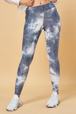 medium grey printed full length high rise active wear women regular fit tights