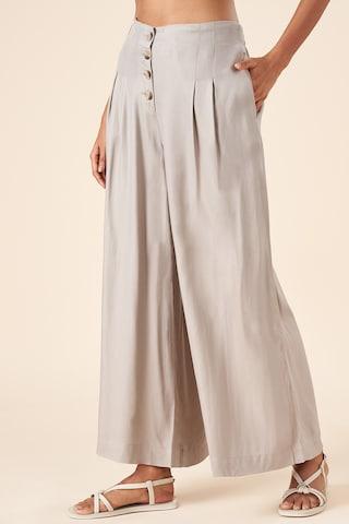 medium grey solid ankle-length  casual women flared fit  culottes