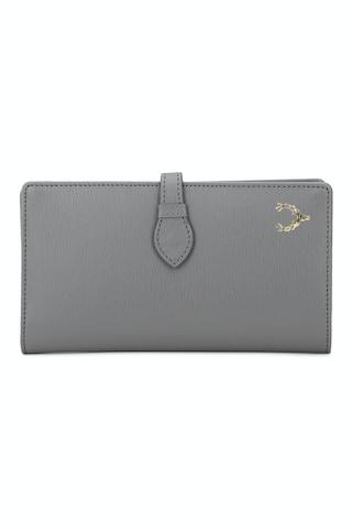medium grey solid casual polyurethane women wallet