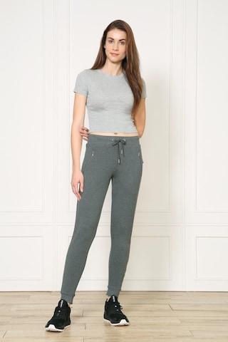 medium grey solid casual women slim fit jogger pants