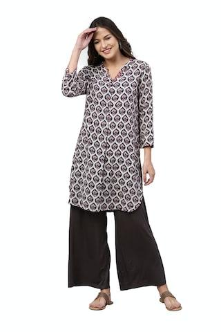 medium grey solid full length ethnic women relaxed fit palazzo