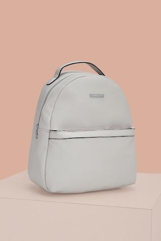 medium grey textured casual pu women backpack