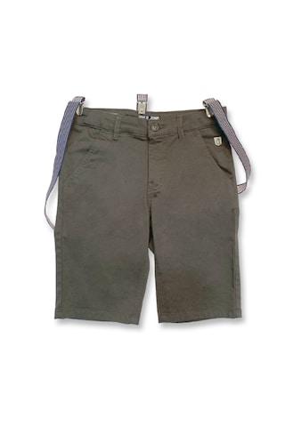 medium grey textured knee length casual boys regular fit shorts
