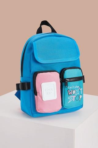 medium blue color block casual canvas girls backpack