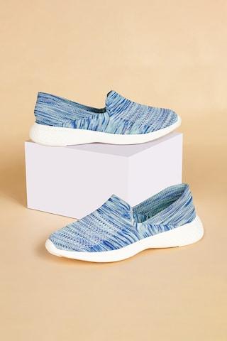 medium blue knitted upper casual women sport shoes