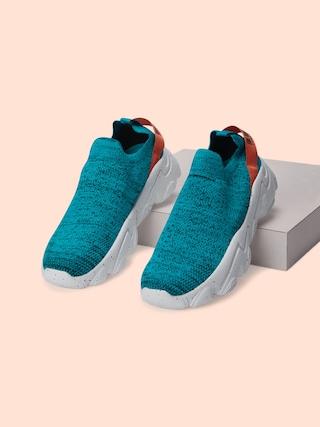 medium blue knitted upper casual women sport shoes