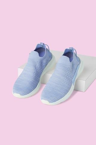 medium blue knitted upper casual women sport shoes