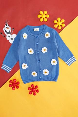 medium blue print winterwear full sleeves round neck baby regular fit  sweater