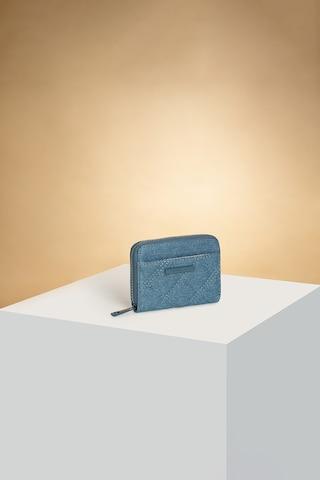 medium blue quilted casual denim women wallet