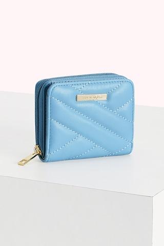 medium blue quilted casual semi-pu women wallet