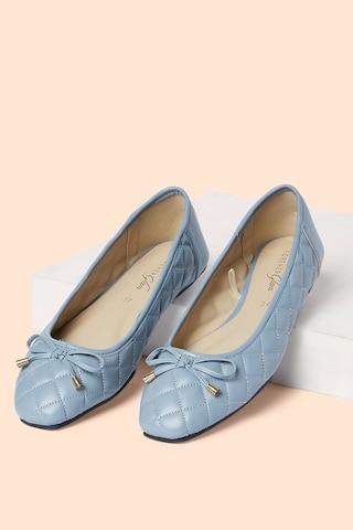 medium blue quilted casual women ballerinas