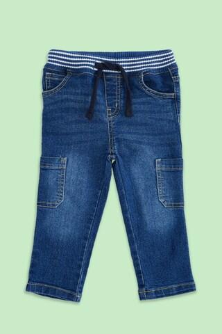 medium blue solid ankle-length casual baby regular fit jeans