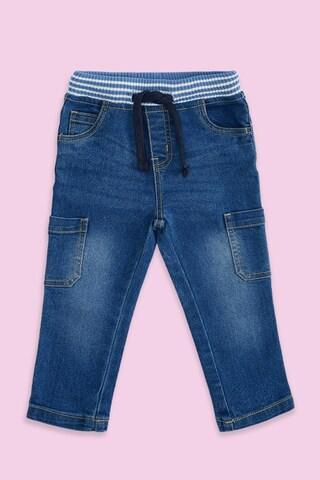 medium blue solid ankle-length casual baby regular fit jeans