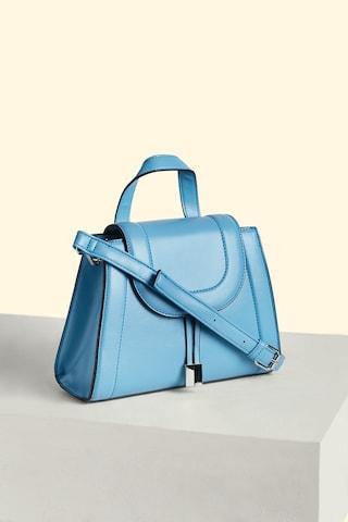medium blue solid casual semi pu women mini bag