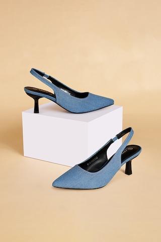 medium blue solid casual women heel shoes