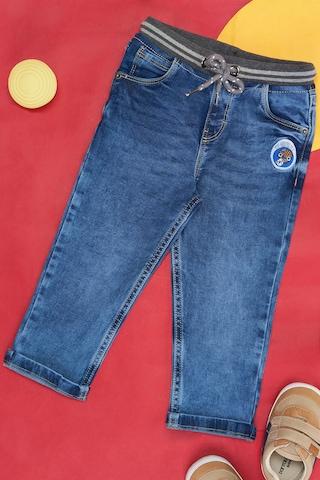 medium blue solid full length  casual baby regular fit  jeans